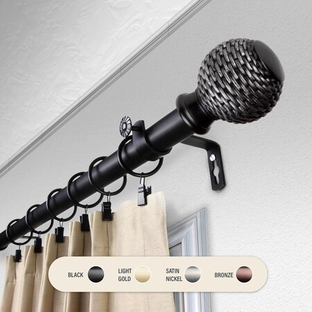 Kd 1 in. Wicker Curtain Rod with 48 to 84 in. Extension, Black KD3723406